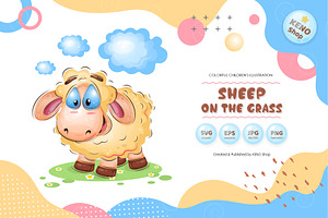 Cute Cartoon sheep. Tshirt, PNG., an Animal Illustration by KENO Mascots