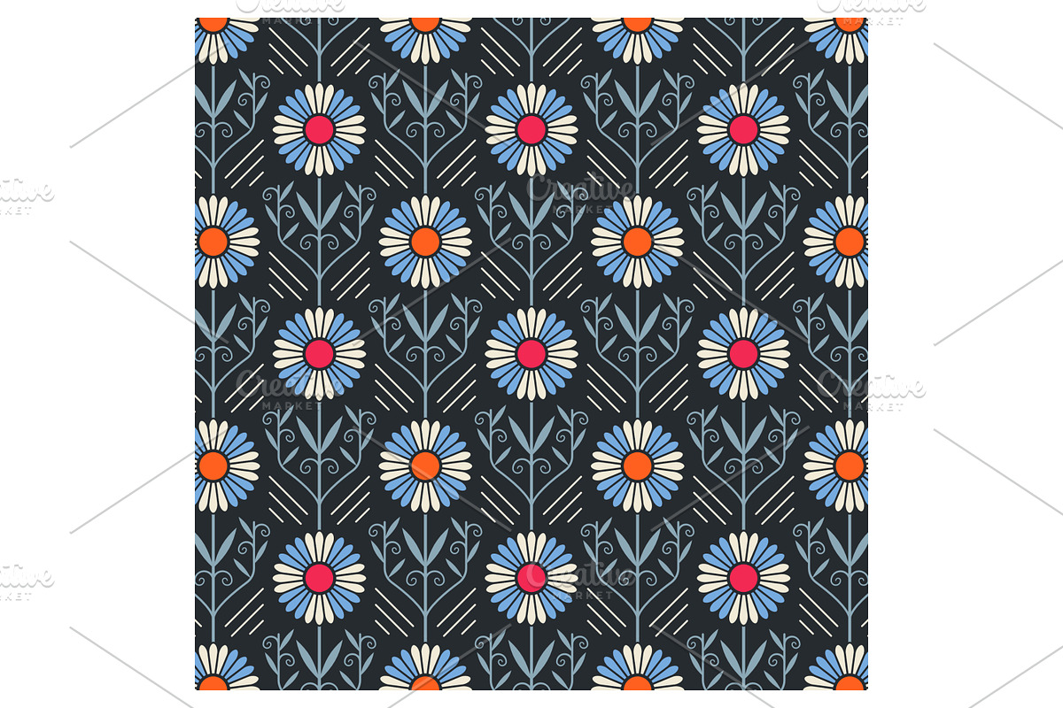 Stylized Floral Daisy Motif, a Pattern Graphic by Creative Backgrounds