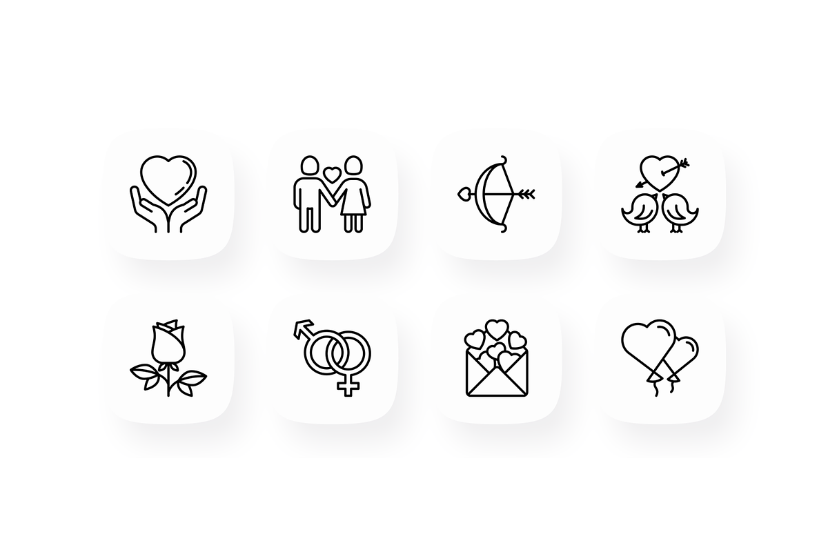 Valentine's Day 16 Thin Line Icons, an Outline Icon by Alex Blogoodf (Photo 2 of 5)