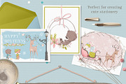 Christmas Woodland Animal Clipart, an Illustration by Pretty Little Lines (Thumbnail 3 of 12)