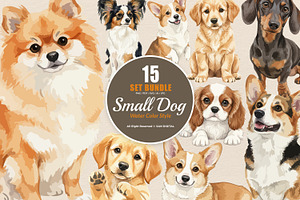 15 Bundle Watercolor Small Dog Pet