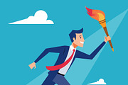 Businessman running with a torch, a Person Illustration by SouravDesign (Thumbnail 3 of 3)