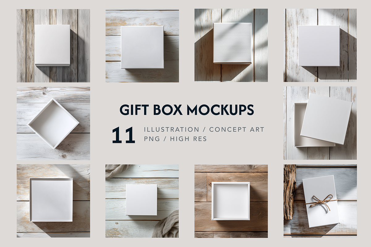 Gift Box Mockups, a Packaging Mockup by Picturesque Stories (Photo 1 of 3)