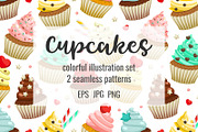 Cupcakes set & patterns, a Pattern Graphic by Primula`s shop (Thumbnail 1 of 7)