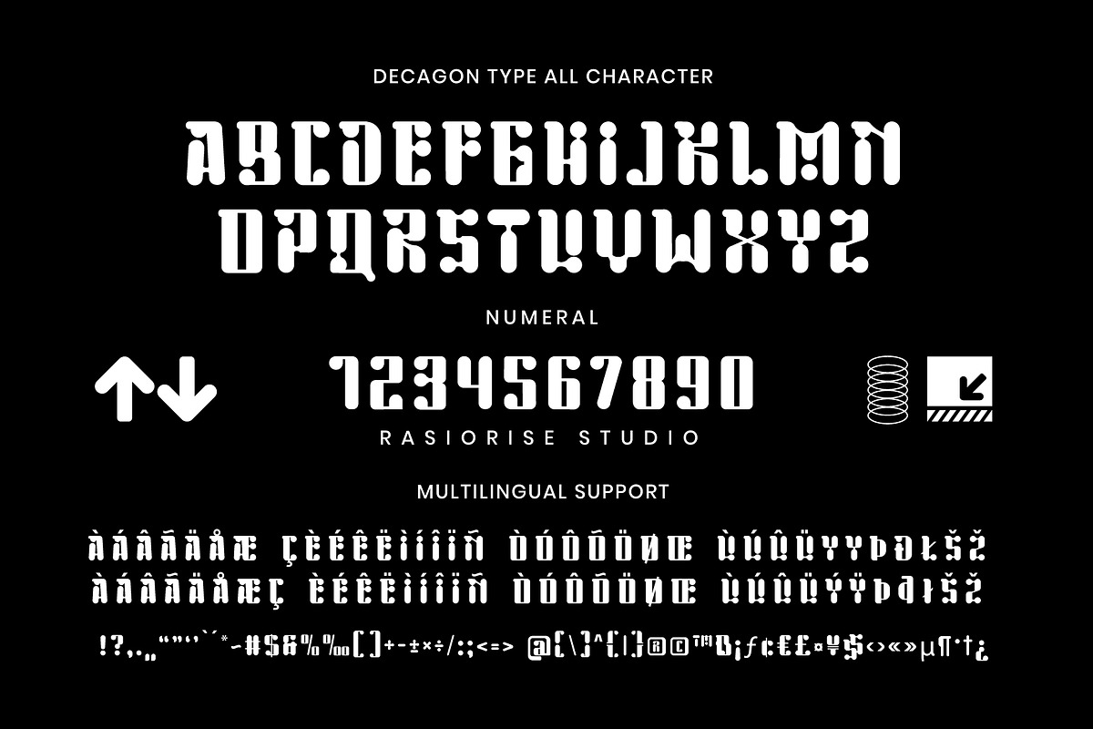 Decagon Type a Futuristic Font, a Sans Serif Font by Rasiorise Studio (Photo 2 of 9)