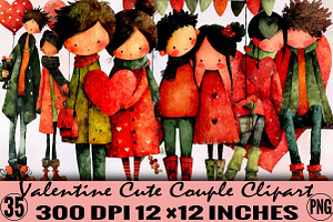 Valentine Cute Couple Clipart Bundle, an Illustration by SVGArt