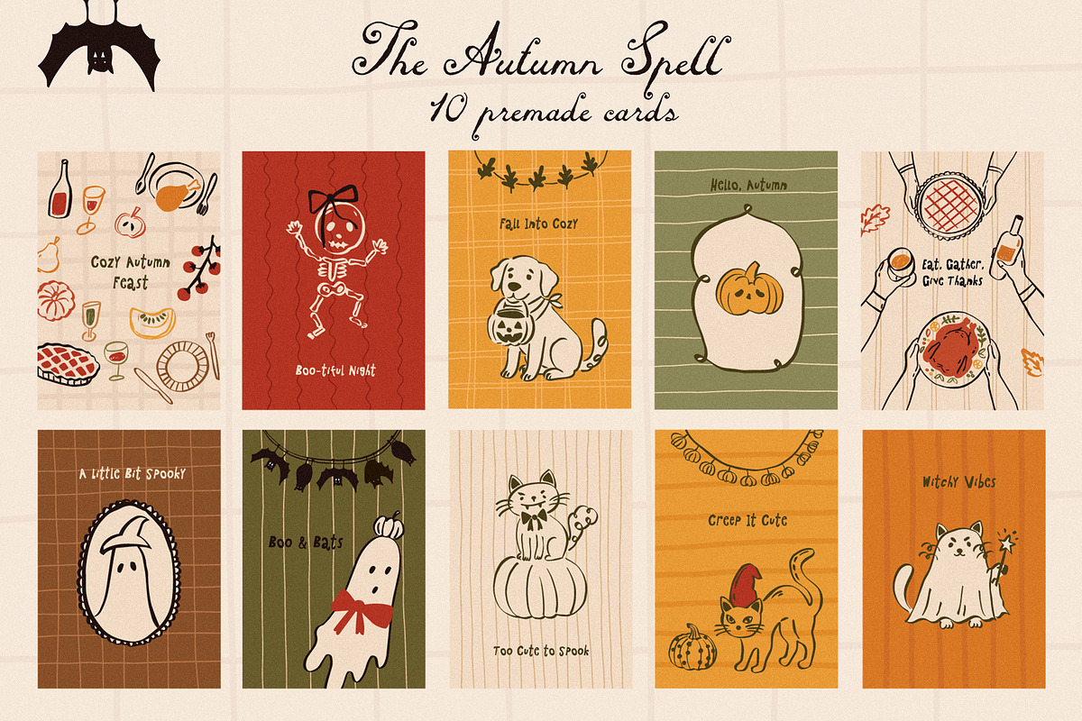 Autumn Halloween hand drawn set, a Seasonal Illustration by Madiwaso (Photo 7 of 12)