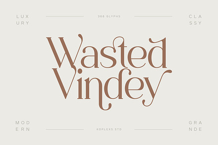 Wasted Vindey - Classy Serif Font, a Serif Font by Koplexs Studio