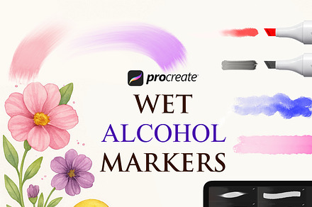 Wet alcohol markers for Procreate, a Brush Add-On by vurdembrushes