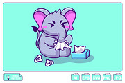 Cute Elephant Flu Cartoon, an Animal Illustration by Artstorystudio (Thumbnail 1 of 3)