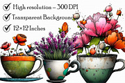 Whimsical Floral Tea Party Clipart, an Illustration by Libby Wishes (Thumbnail 2 of 6)