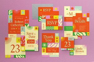 Summer Wedding Invitation Set, an Invitation Template by graphicook