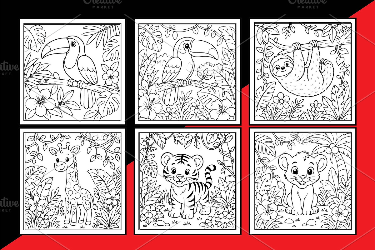 Jungle Animal Coloring Book for Kids, an Animal Illustration by Akrinity Digital (Photo 2 of 6)