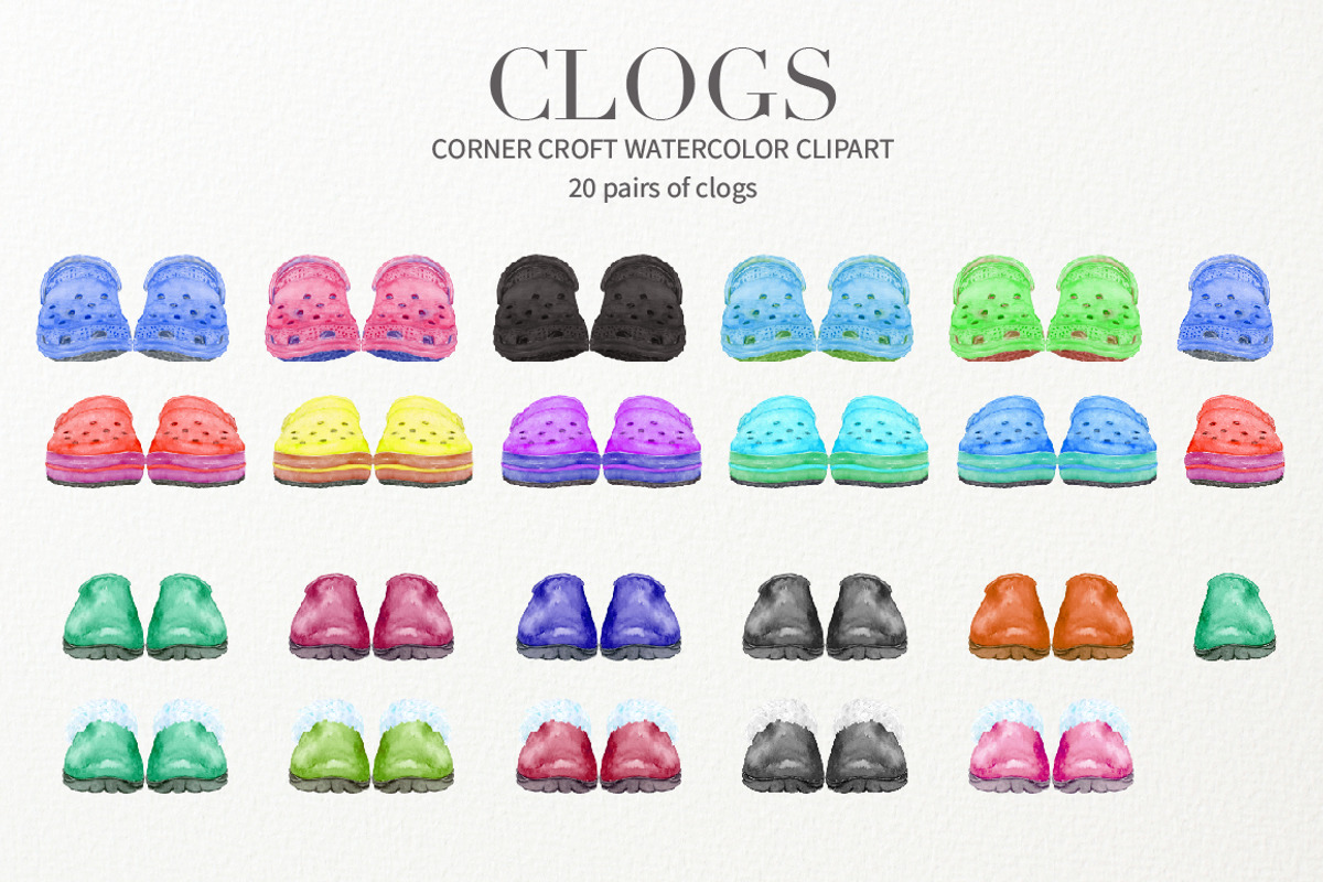 Watercolor Clogs Clipart, a Person Illustration by Corner Croft (Photo 4 of 8)
