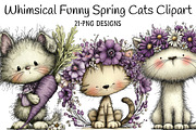 Whimsical Funny Spring Cats Clipart, an Illustration by Daily.Designs (Thumbnail 1 of 5)