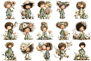 Whimsical Spring Kids Clipart, an Illustration by OK Design (Thumbnail 3 of 6)
