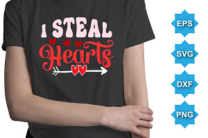 I Steal Hearts Typography T-Shirt