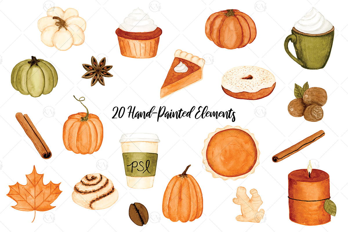 Pumpkin Spice Watercolor Graphics, an Illustration by Kileen Nicole Art (Photo 2 of 5)