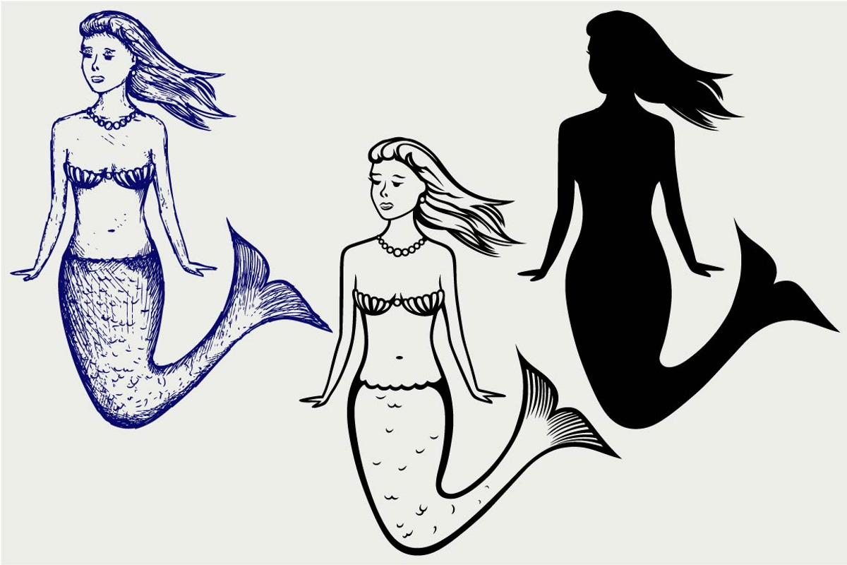 Cute mermaid SVG, an Outline Icon by LineworkStock