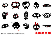 216 Cute Monsters & Design Elements, an Object Illustration by crafty (Thumbnail 8 of 16)