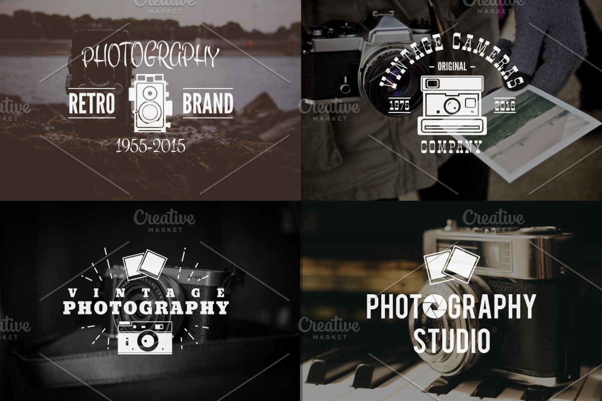 Retro Photography Logo Templates Set, an Object Graphic by JeksonGraphics (Photo 2 of 8)