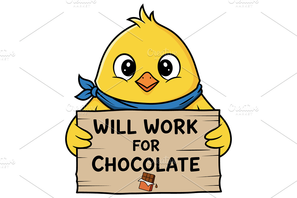 Funny Easter Chocolate Lover Chick, a Seasonal Illustration by Ghagra (Photo 2 of 7)
