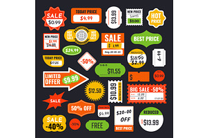 Price tag templates. Retro sale, an Object Illustration by winwin.art