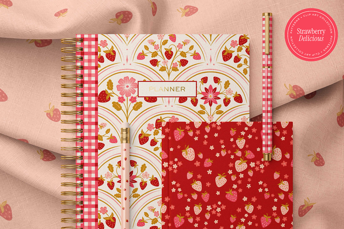 Strawberry Patterns & Clip Art, a Pattern Graphic by Eclectic Anthology (Photo 4 of 12)