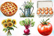 Watercolor Farmers Market Clipart, a Seasonal Illustration by Canvas Craft (Thumbnail 2 of 5)