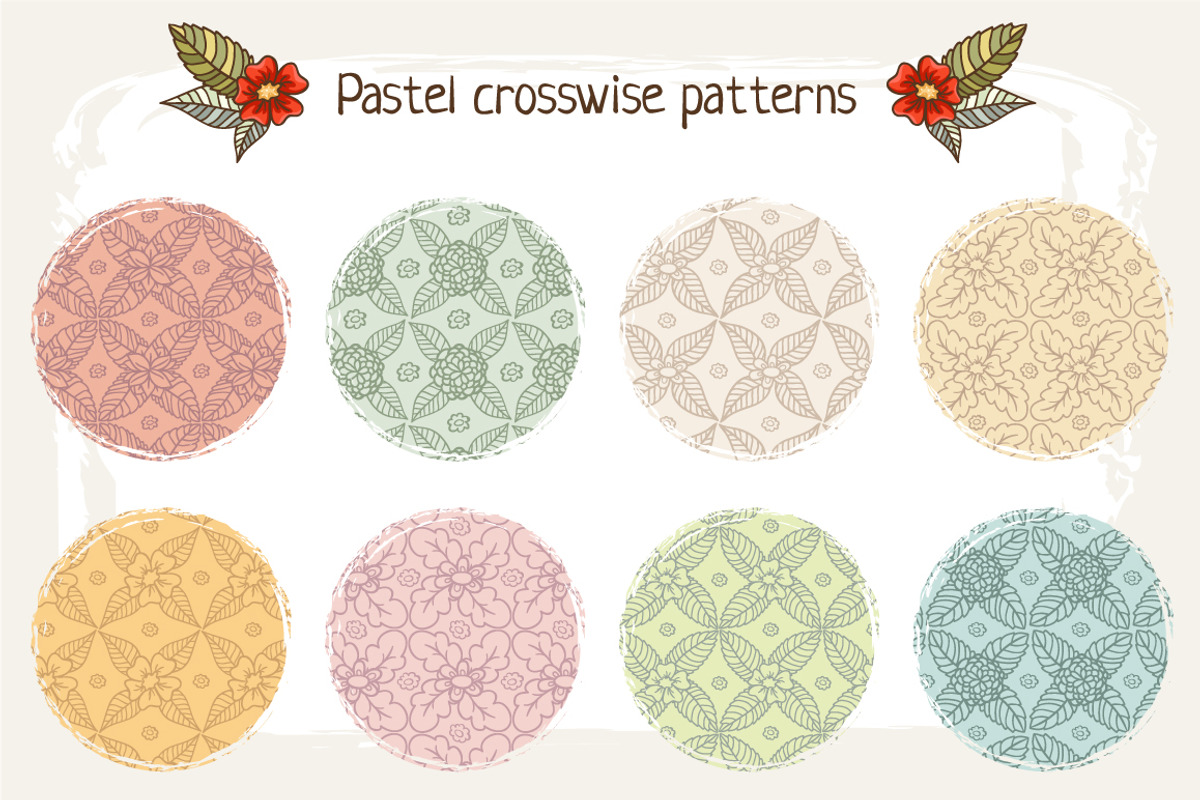 Set of 16 floral patterns preview 3