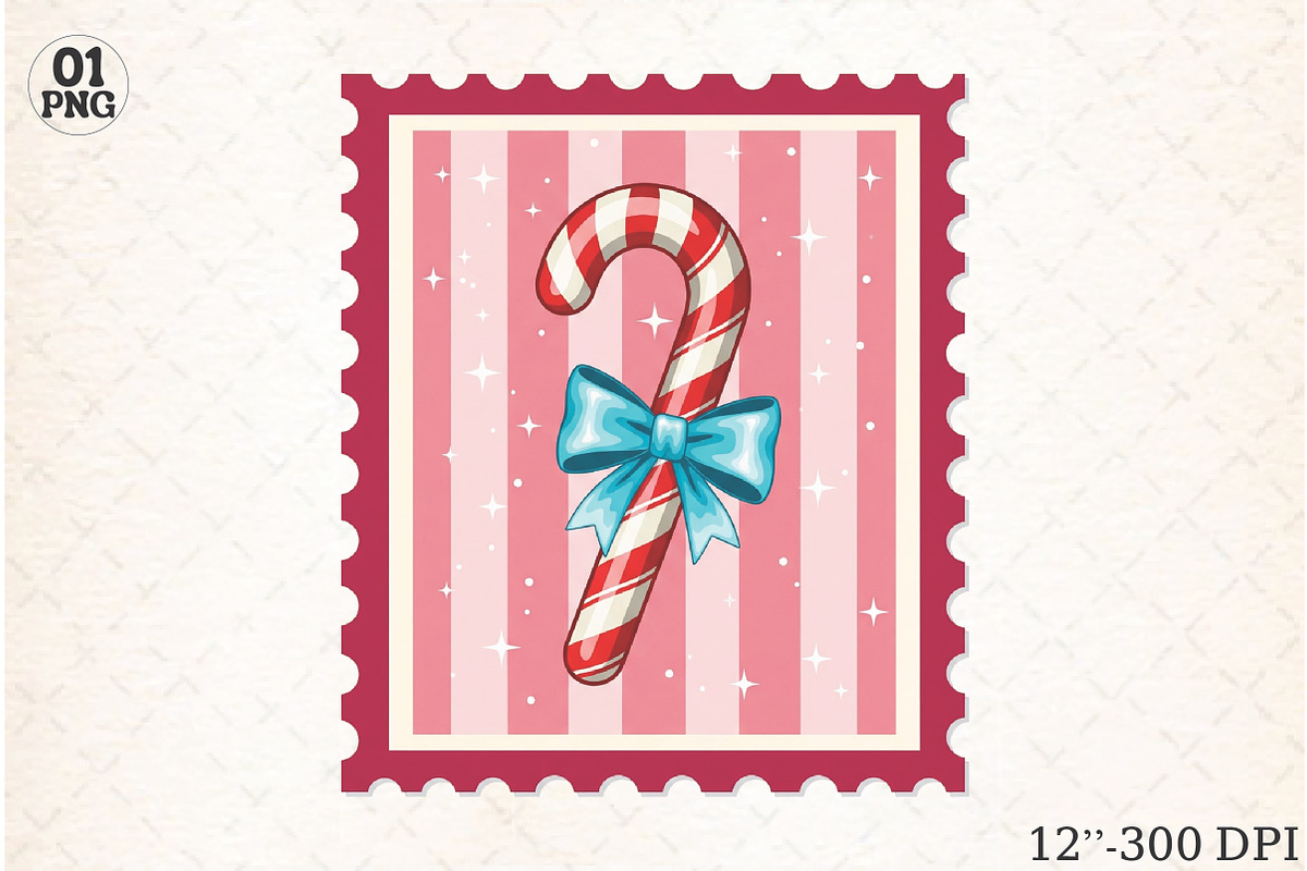 Christmas Candy Cane Coquette Stamps, an Illustration by Libby Wishes (Photo 1 of 5)