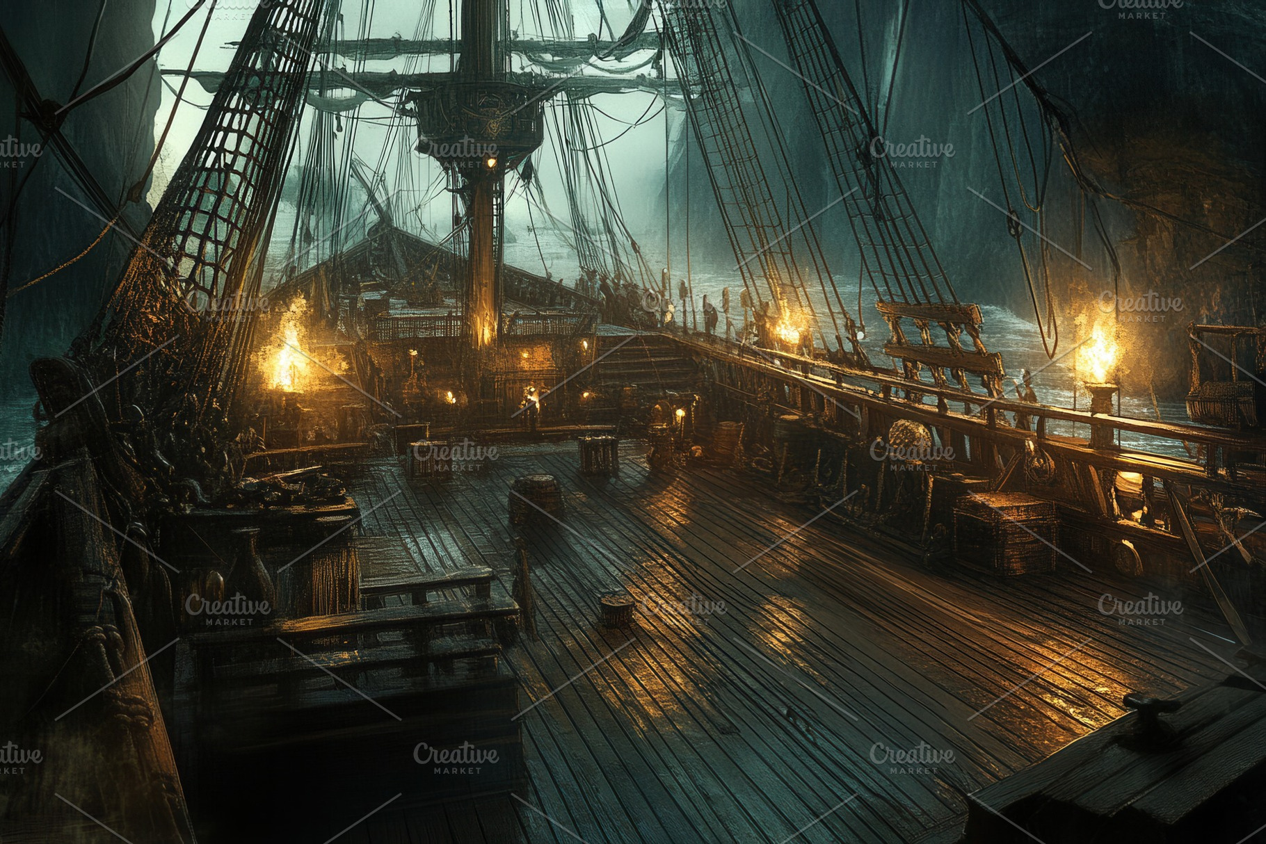 A detailed pirate ship deck, a Photo by Pavel_design