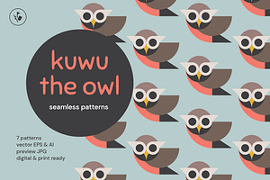 Kuwu The Owl Seamless Patterns