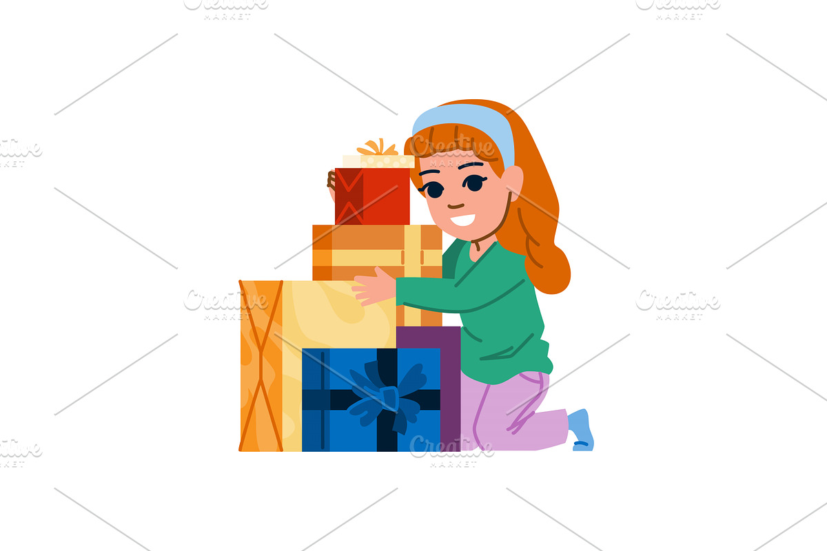 Happy girl arranging christmas or, an Object Illustration by pikepicture
