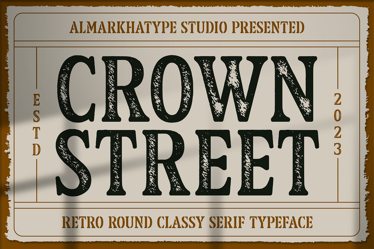 Crown Street – Military Stencil, a Serif Font by Almarkhatype (Photo 1 of 11)