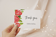 Red Rose Floral Thank You Cards, a Stationery Template by Beyond Muse (Thumbnail 3 of 3)