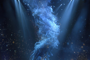 Blue smoke swirl stage lighting spec, a Photo by Pixeness Studio