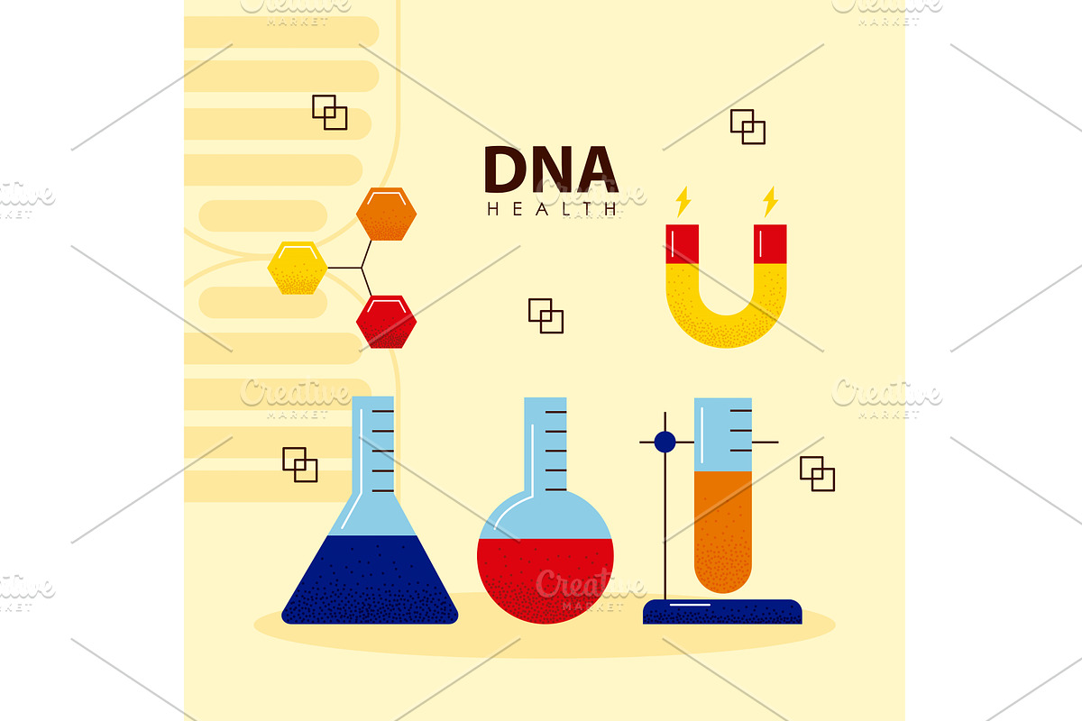 dna study five icons, an Illustration by studiogstock