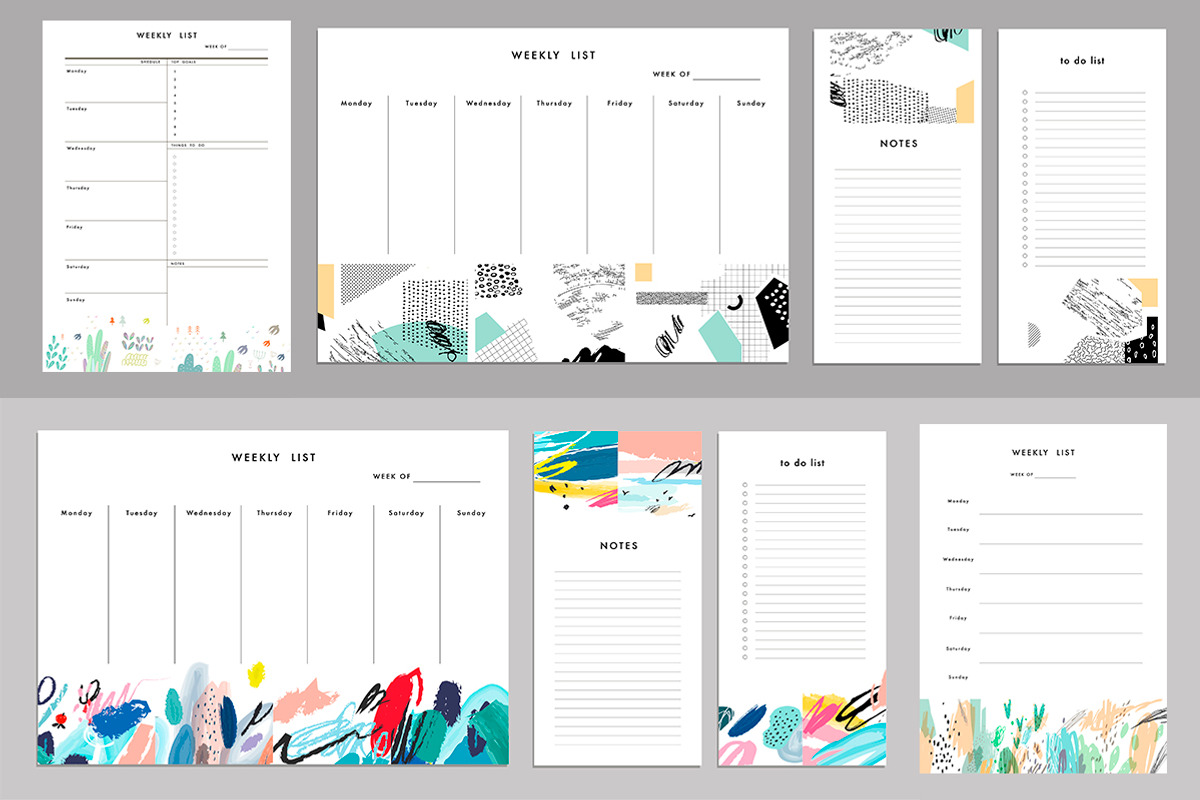 Weekly Planners. EPS & JPEG, a Stationery Template by Lera Efremova (Photo 5 of 10)