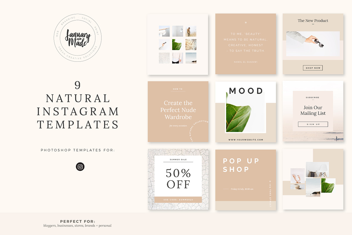 Natural | Instagram Template, a Social Media Template by January Made Design (Photo 1 of 5)