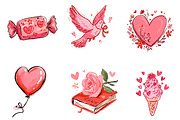 hand drawn valentines clipart, an Illustration by CreationArt (Thumbnail 3 of 5)