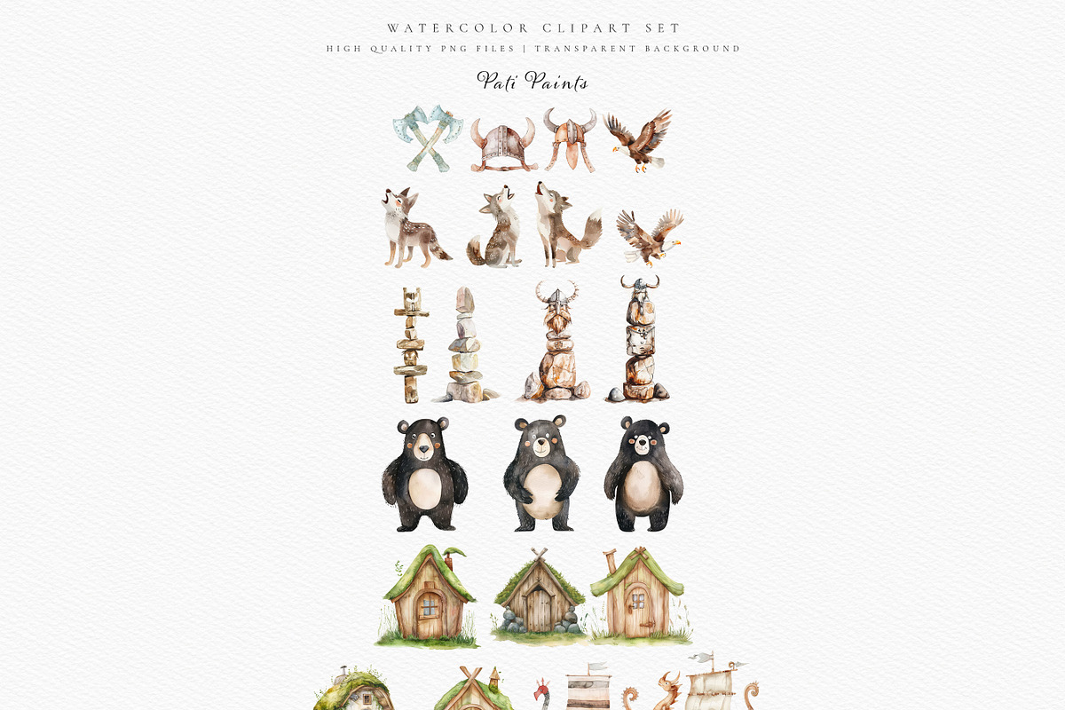 Nursery Viking Tale Watercolor Set, an Object Illustration by Pati Paints (Photo 2 of 9)