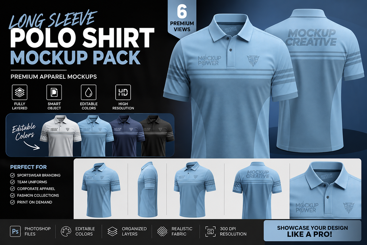 Premium Short Polo Shirt Mockup Pack, a Shirt Mockup by Mockup Power (Photo 2 of 5)