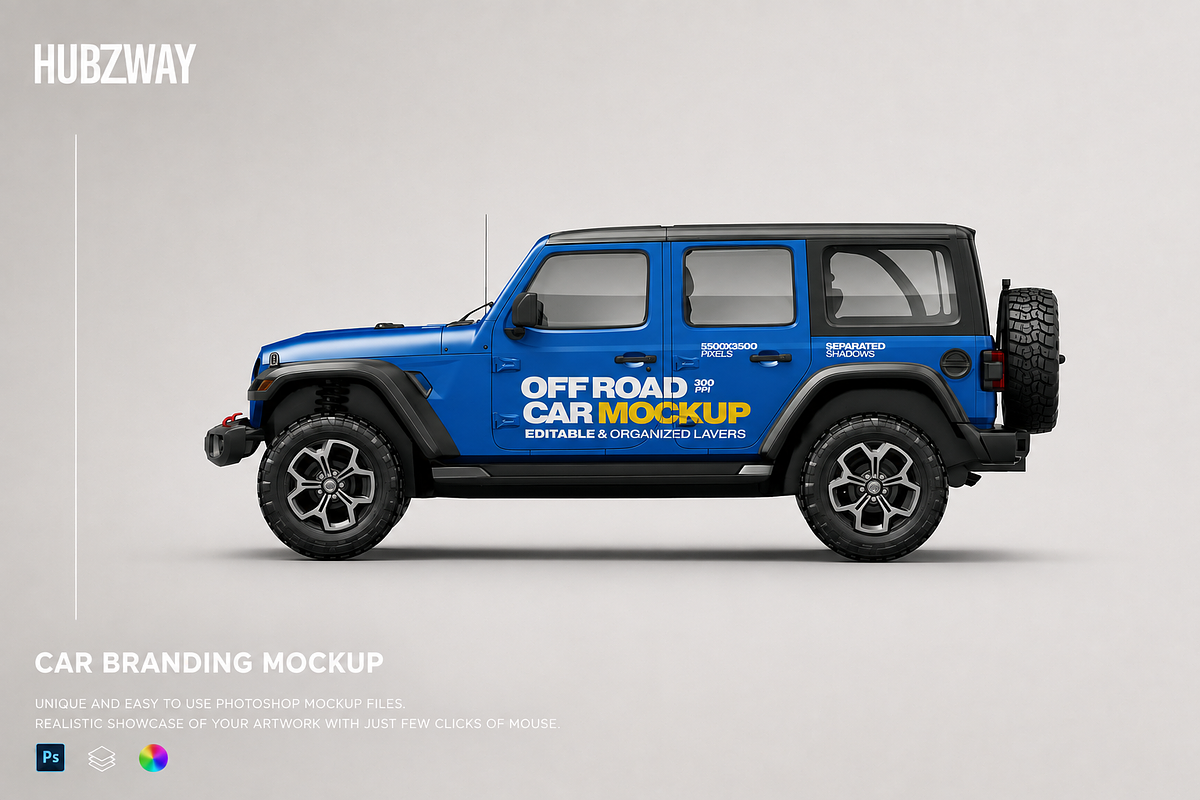 Off Road Car Mockup, an Advertising Mockup by Hubzway (Photo 1 of 2)