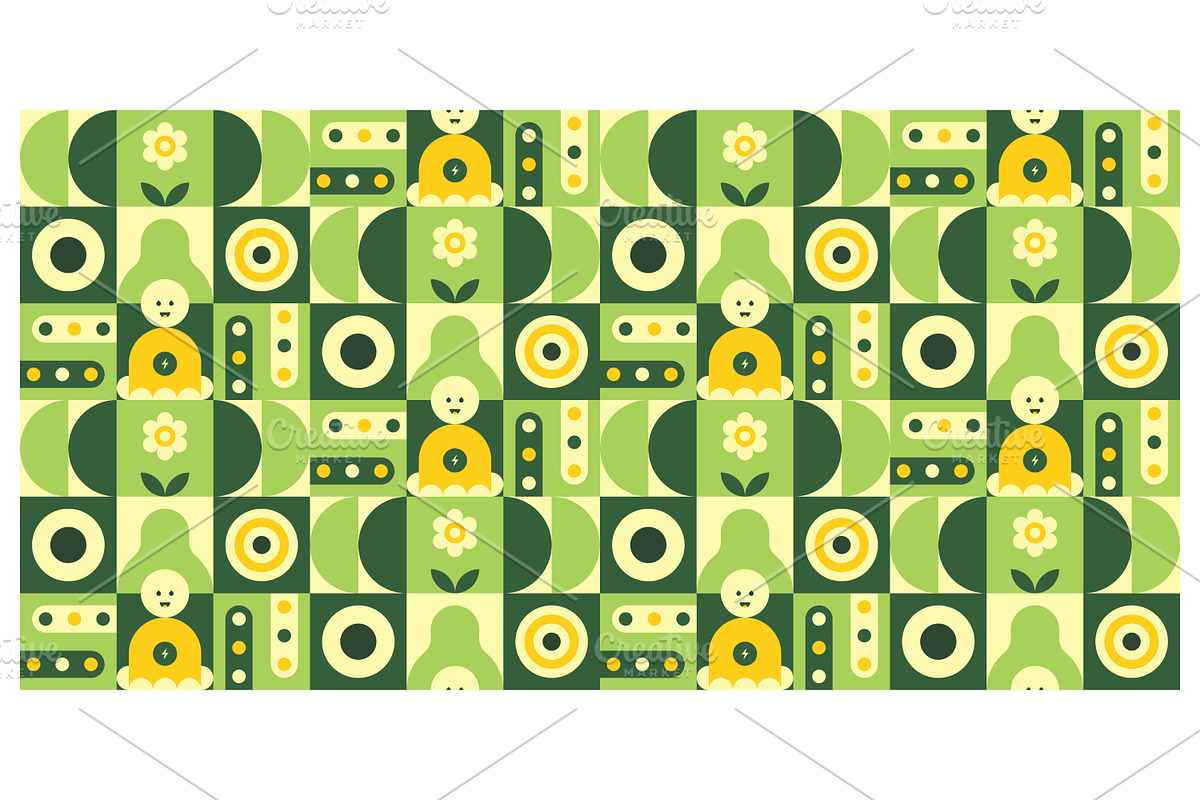 Geometric Green and Yellow Abstract, a Decorative Illustration by Creative Backgrounds