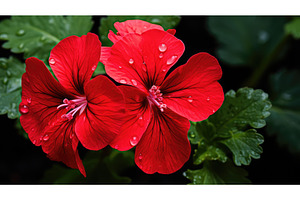 vibrant red geraniums ai generated, a Nature Photo by pikepicture