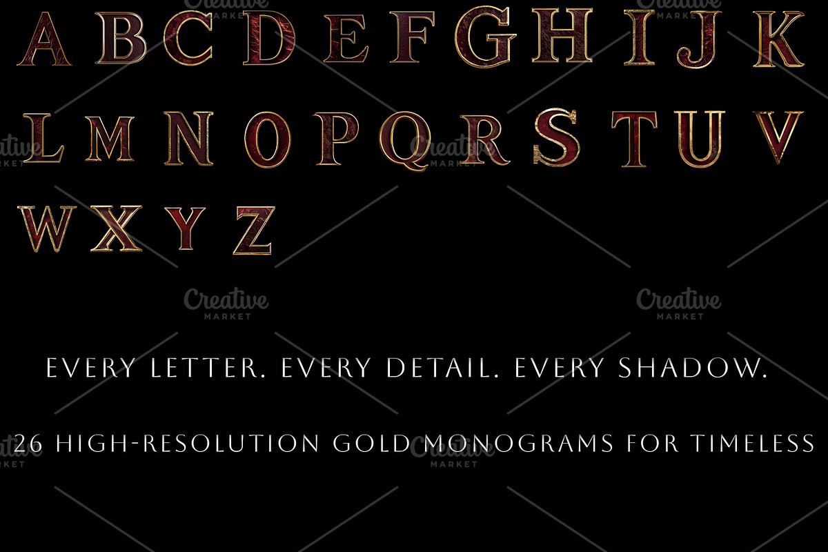 Black Gold Alphabet, an Object Graphic by Vika_Softlife (Photo 2 of 5)