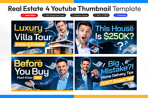 Real Estate YouTubne Thumbnail Pack, a Social Media Template by OnurDemircan
