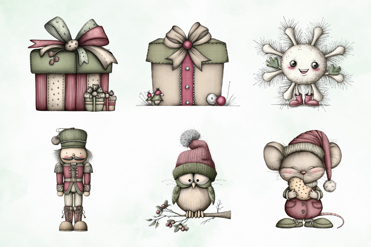 Whimsical Christmas Clipart Bundle, an Illustration by Creative Art (Photo 2 of 10)
