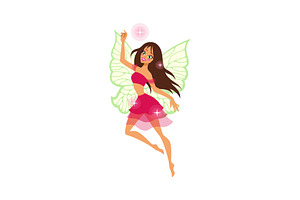 Magical Cute Fairy. Cartoon Female